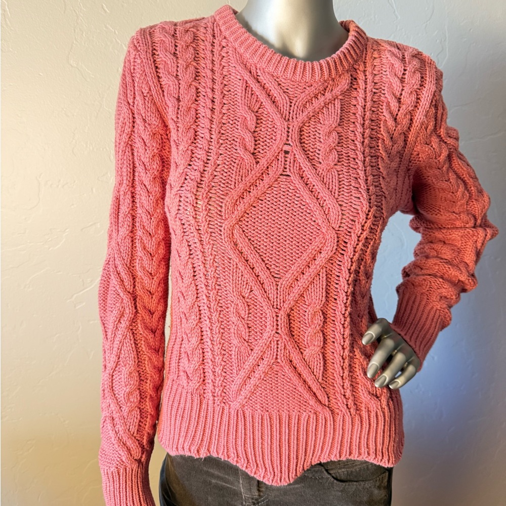 Lole Women's Rose Cable Knit Cotton Scandi‎ Girl Sweater w/ Tulip Hem